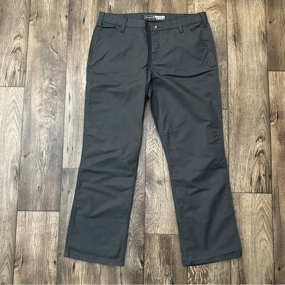 Carhartt Work Pants Rugged Flex Loose Fit Canvas Pants Women’s Sz 14 Short Gray